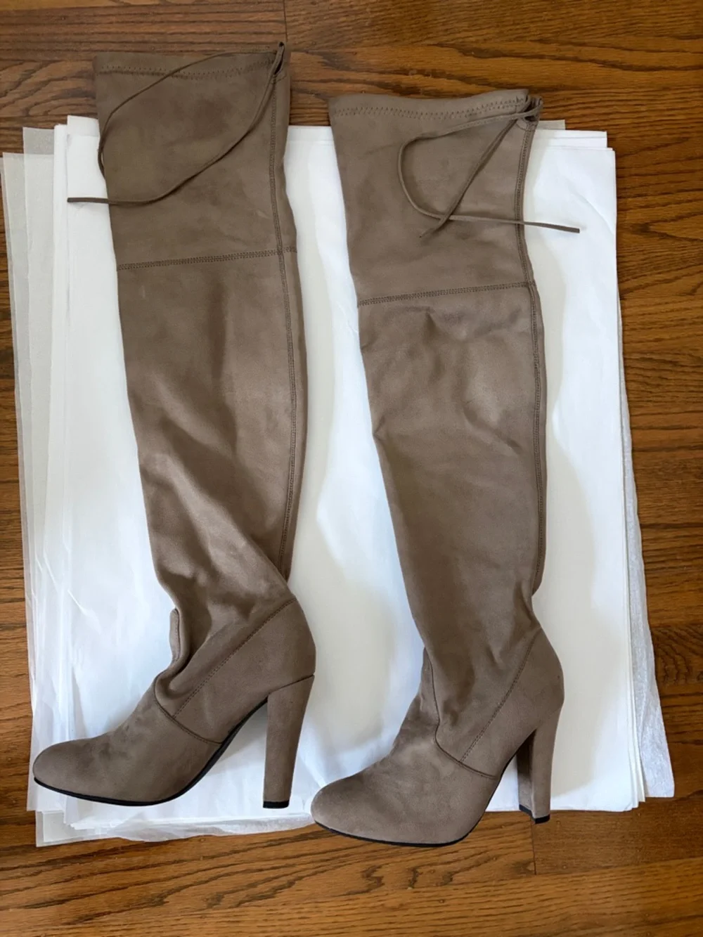 Steve Madden Norri Over-the-Knee Block Heel Boots in Taupe